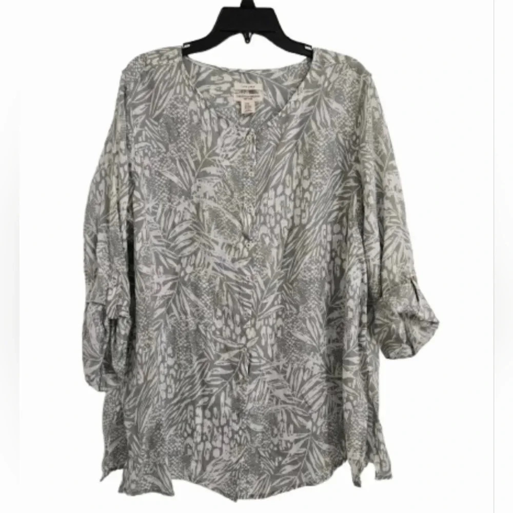 Taupe Floral Linen Tunic